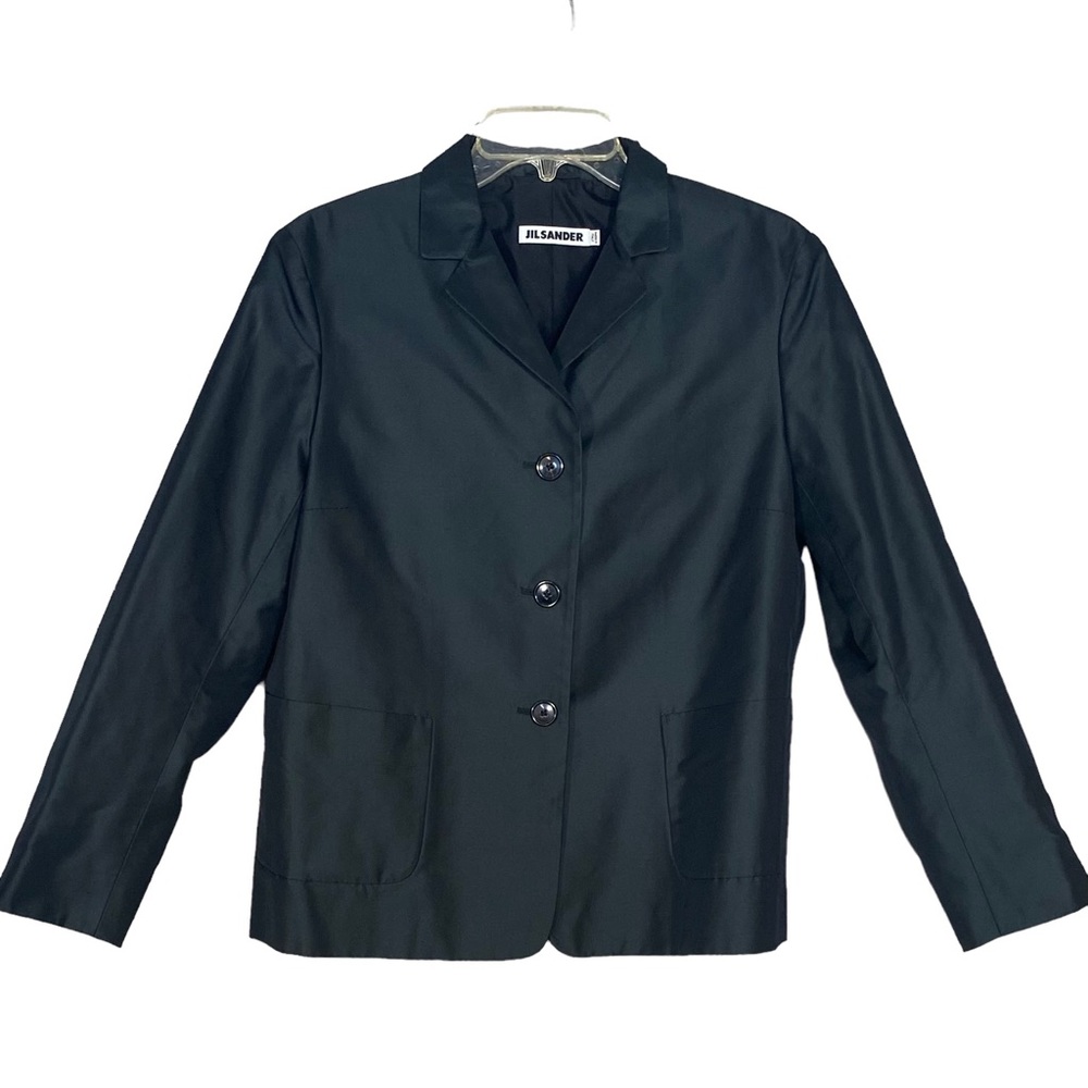 Jil Sander Blazer Black Silk Blend Made in Italy Women’s Size 42 US 6